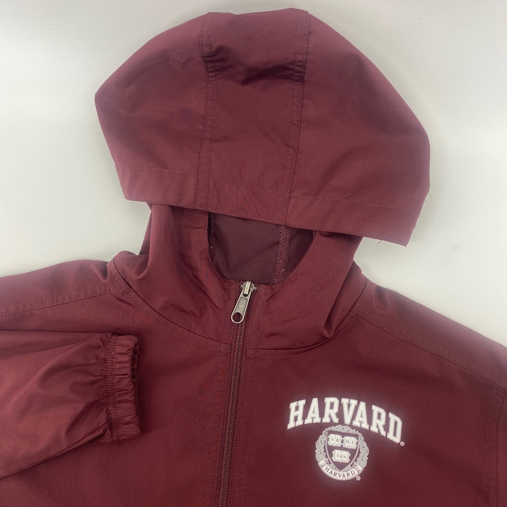 Champion Harvard Windbreaker Kid YL 10-12 Maroon Half Zip Pullover Jacket Hooded
